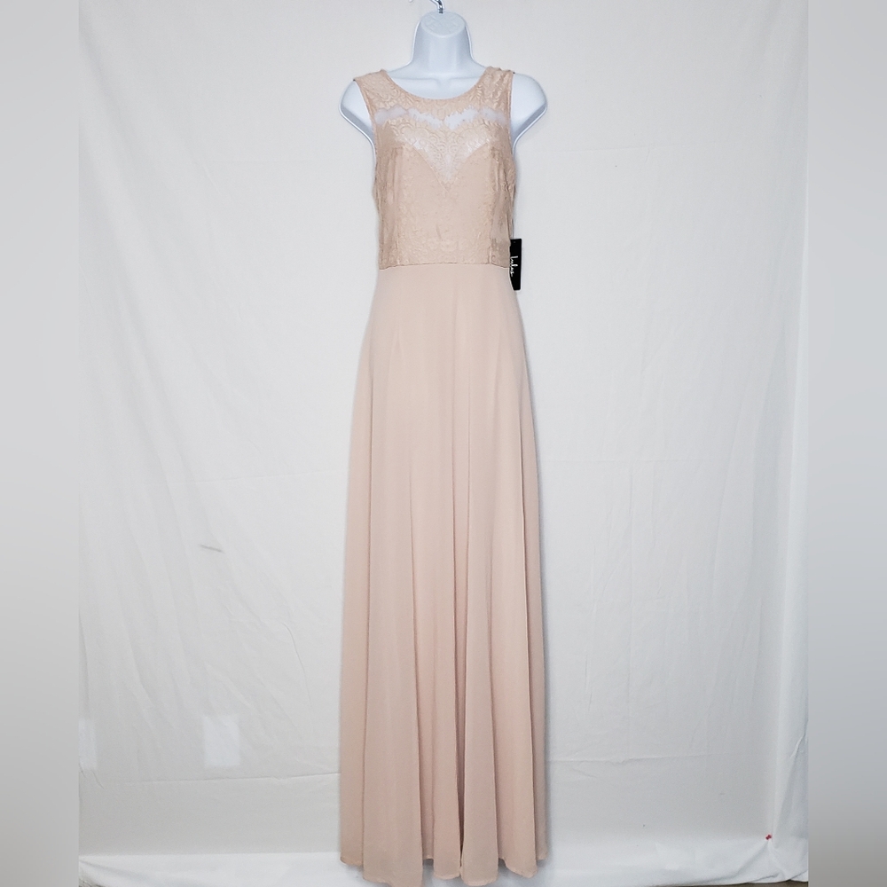 Lulu's Forever Kind of Love Blush Lace Maxi Dress Size L Wedding Guest Feminine - Picture 2 of 15
